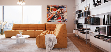 Диваны в интерьере гостиной-24, Угловой и большой диван ДеФранс